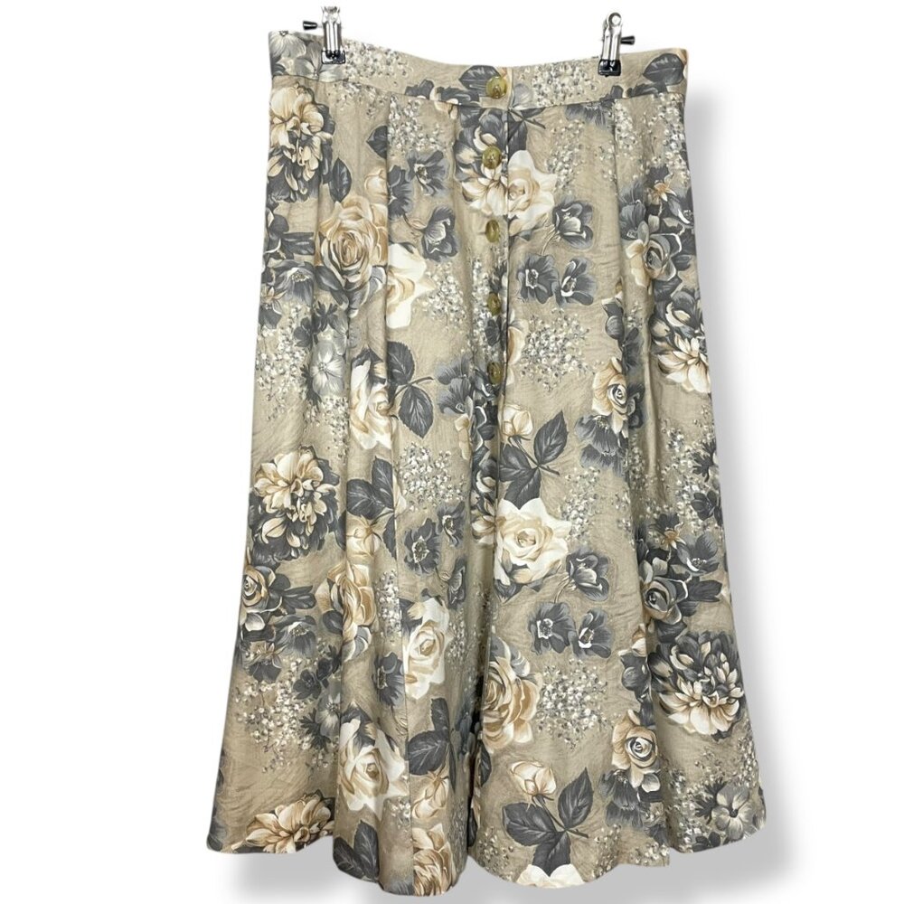 Vintage Evan Picone Skirt Floral ALTERED A-Line Women‎ 90s Neutral Colors Rayon